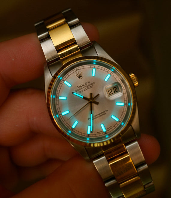 Rolex Datejust 16233 – Esfera Rosada, Índices Barra, Bicolor Acero y Oro