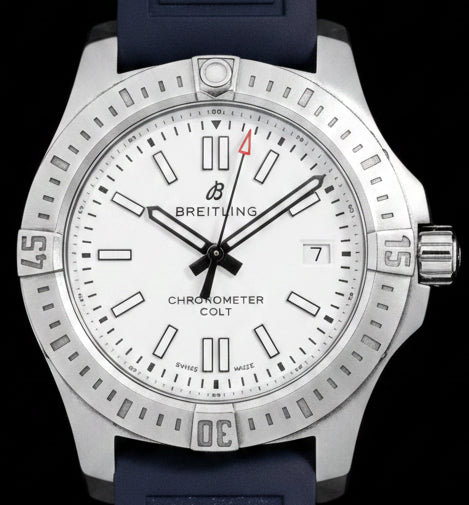 Breitling Colt Chronometer Automático – Esfera Blanca – Correa Caucho Azul FULL SET