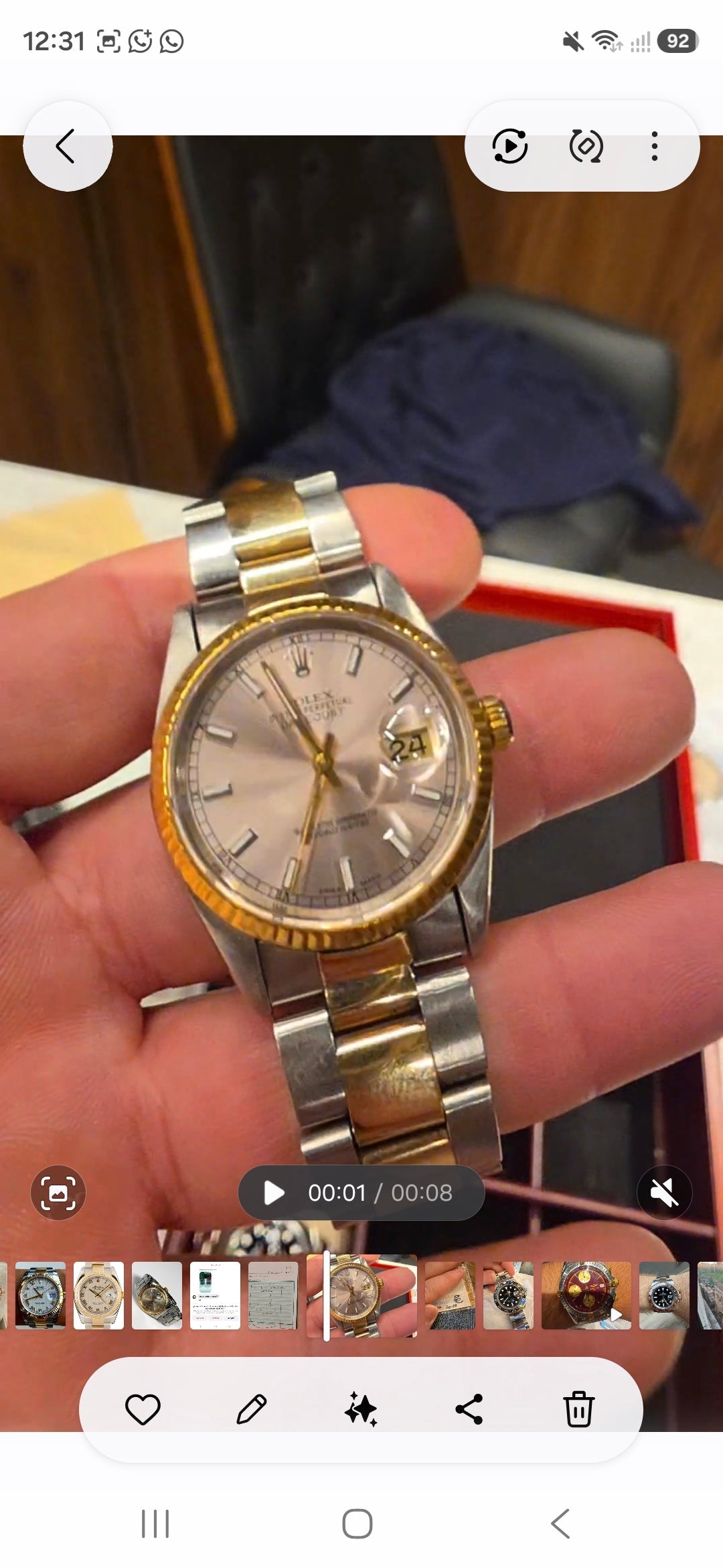 Rolex Datejust 16233 – Esfera Rosada, Índices Barra, Bicolor Acero y Oro