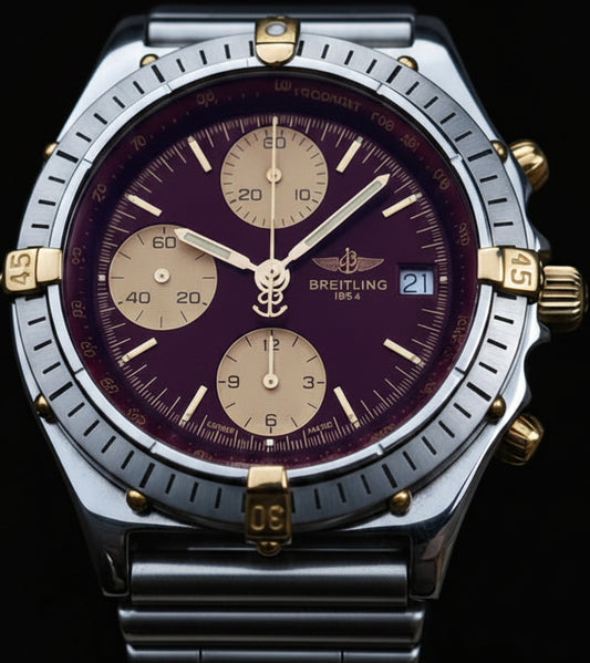 Breitling Chronomat B13048 — Acero & Oro, Esfera Burundy
