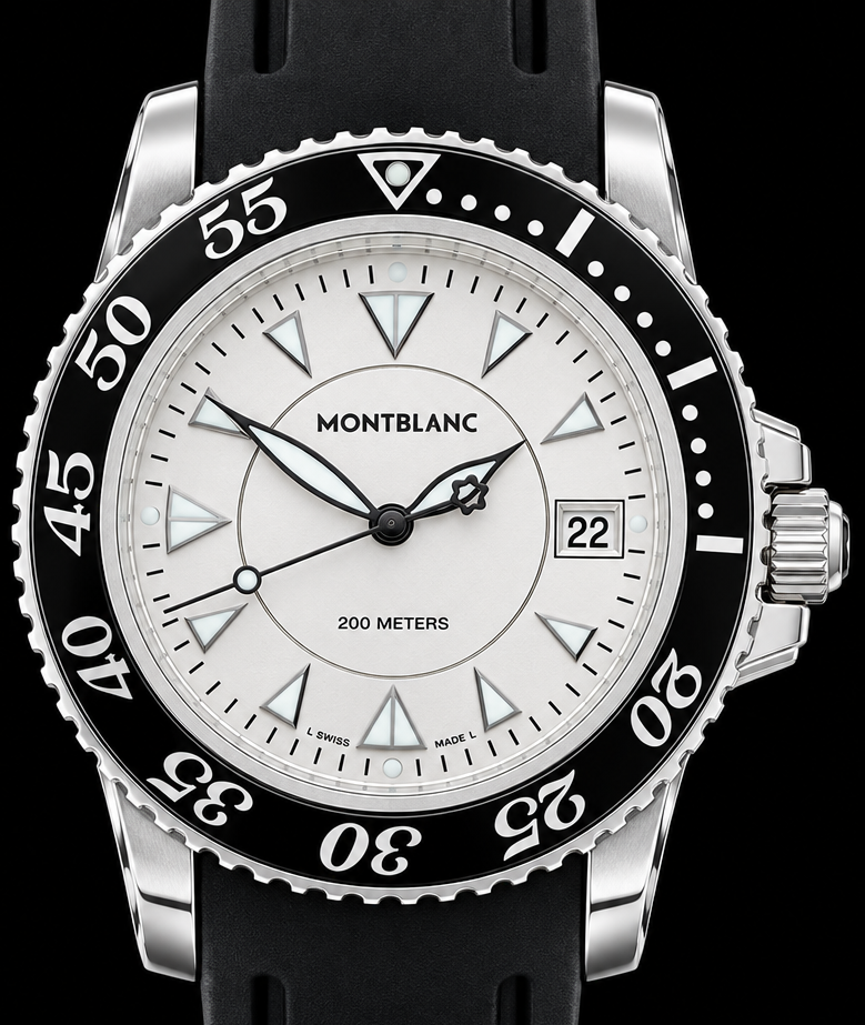 Montblanc 7037 · Esfera blanca y correa de caucho