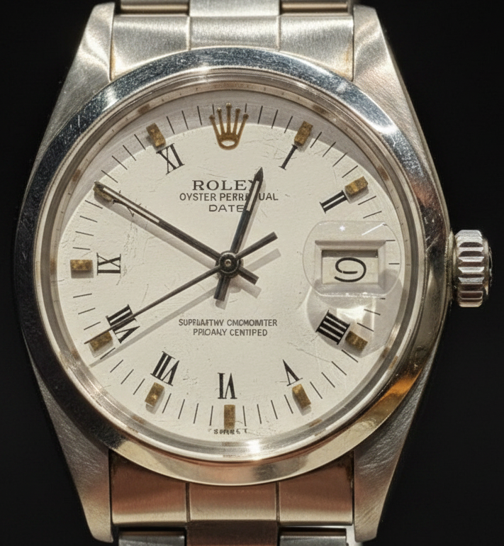 Rolex Date Ref. 1500 — Esfera Blanca Romana, Bisel Liso, Cal. 1570