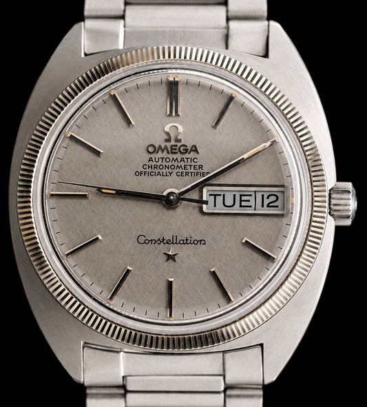Omega Ref. 168029 Day-Date bisel de oro blanco/Esfera Bark, Índices de Oro Blanco y Calibre 751