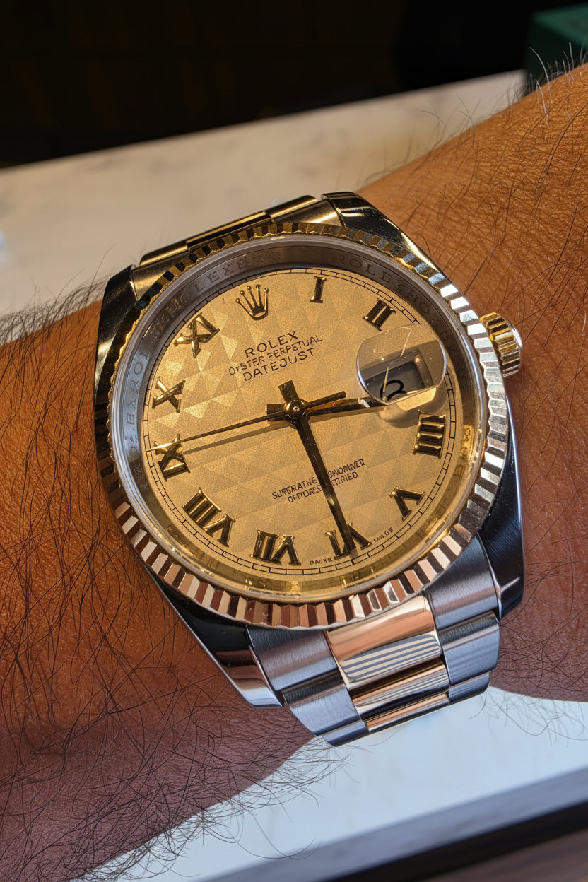 Rolex Datejust 36 Ref. 116233 – Esfera Pyramids | Malla Oyster | Con Estuche