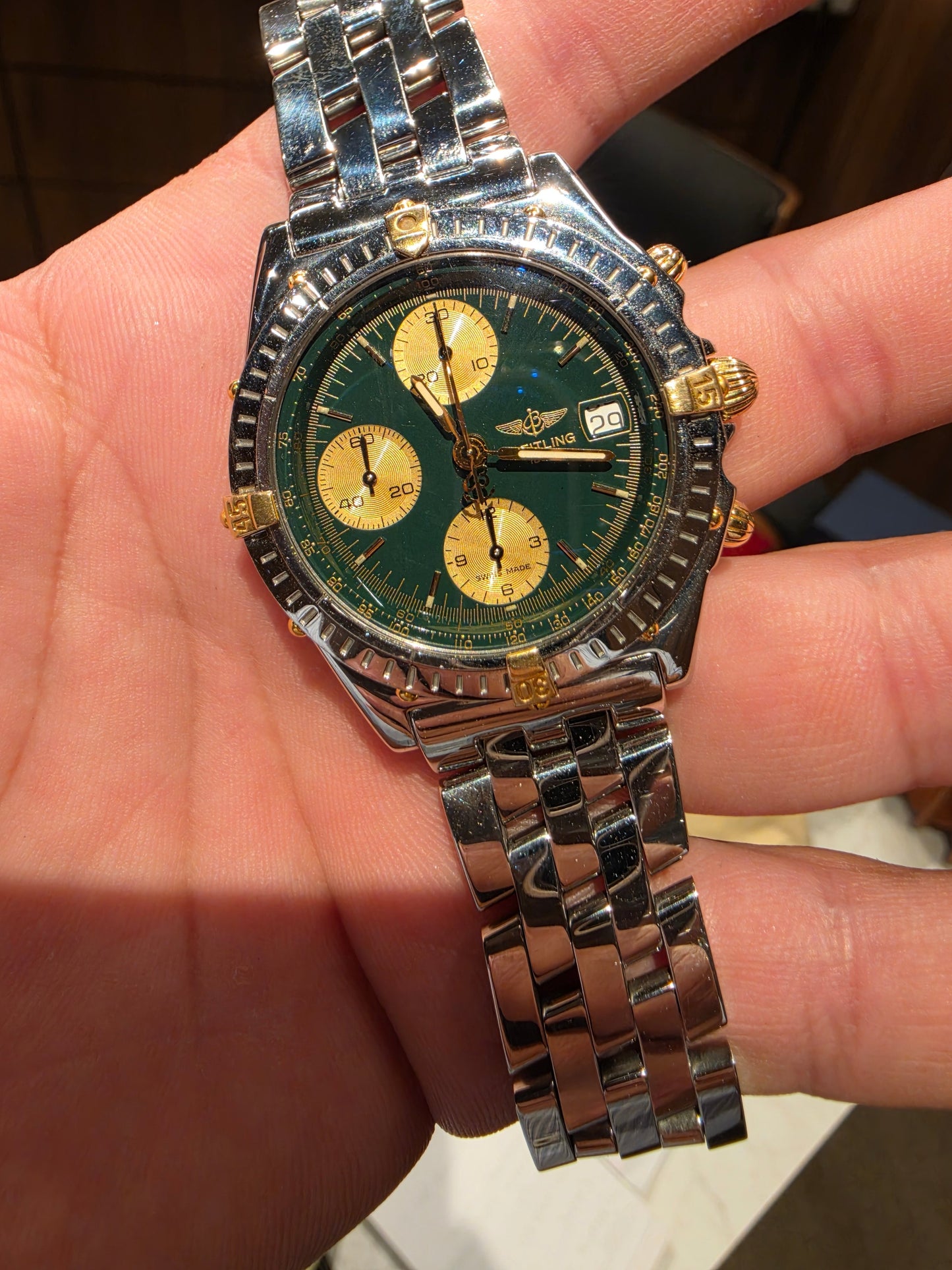 Breitling Chronomat 39 Bicolor Acero/Oro Amarillo – Esfera Verde Racing – Ref. B13050